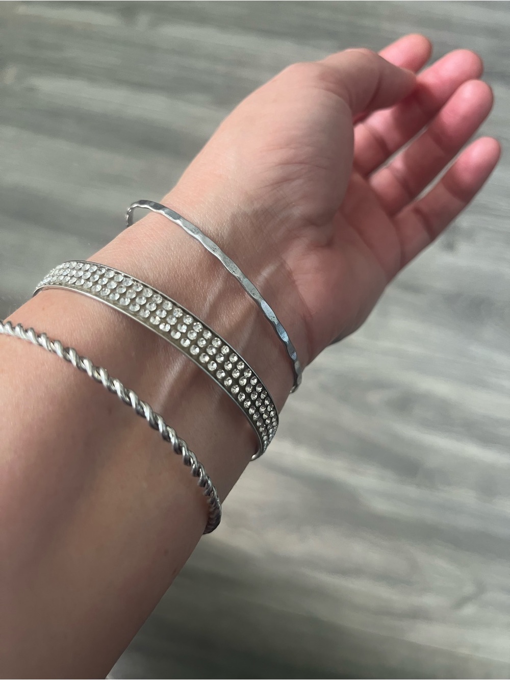 Silver-Tone Women's Crystal Accent Bangle Bracelet Set
